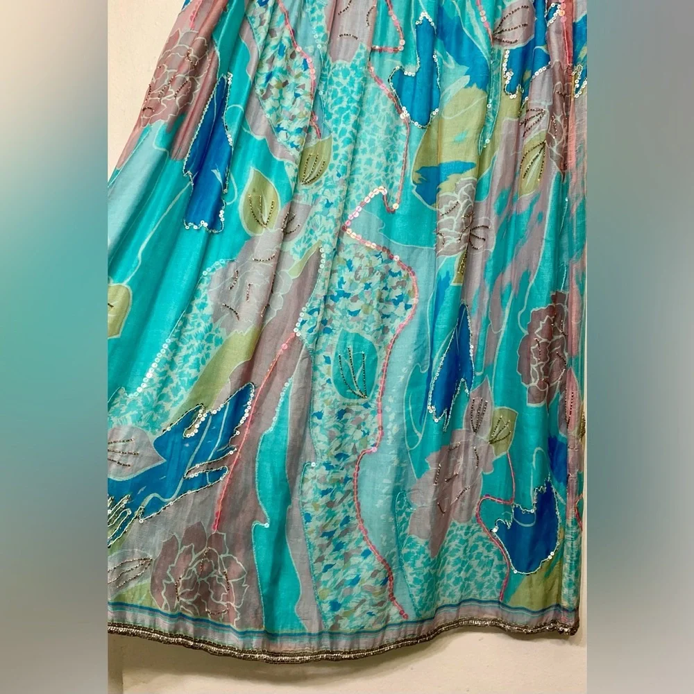 Judith Ann Creations Inc Vintage 2 Piece Silk Sequin Embellished Skirt Set Large - Picture 14 of 15